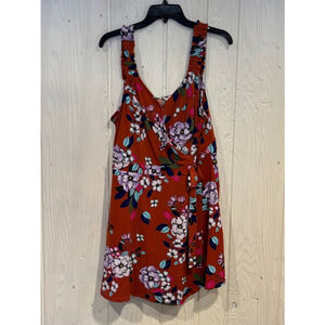 Candies orange Floral Romper with Tie Waist, Size XL